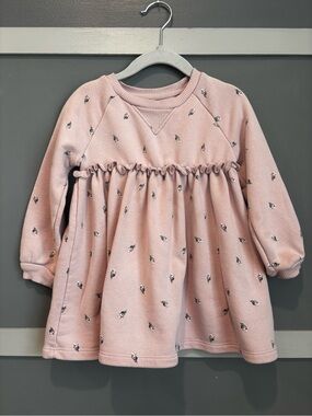 Girls' Pink Ruffle Waist Pullover Dress
